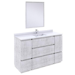Fresca Formosa Modern 54" Rustic White Freestanding Single Sink Vanity Set | FVN31-123012RWH-FC FVN31-123612RWH-FC