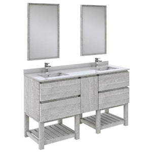 Fresca Formosa Modern 60" Ash Floor Standing Double Sink Vanity Set w/ Open Bottom | FVN31-241224ASH-FS FVN31-241224ASH-FS