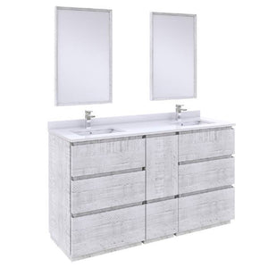 Fresca Formosa Modern 60" Rustic White Floor Standing Double Sink Vanity Set | FVN31-241224RWH-FC FVN31-241224RWH-FC