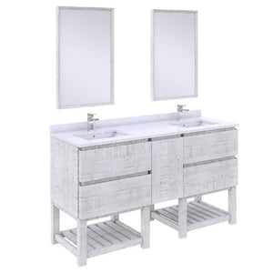 Fresca Formosa Modern 60" Rustic White Floor Standing Double Sink Vanity Set w/ Open Bottom | FVN31-241224RWH-FS FVN31-241224RWH-FS