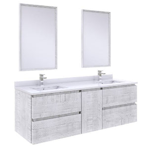 Fresca Formosa Modern 60" Rustic White Wall Hung Double Sink Vanity Set | FVN31-241224RWH FVN31-241224RWH