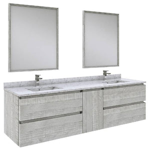 Fresca Formosa Modern 72" Ash Wall Mount Double Sink Vanity Set | FVN31-301230ASH FVN31-301230RWH