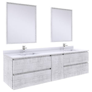 Fresca Formosa Modern 72" Rustic White Wall Mount Double Sink Vanity Set | FVN31-301230RWH FVN31-301230RWH
