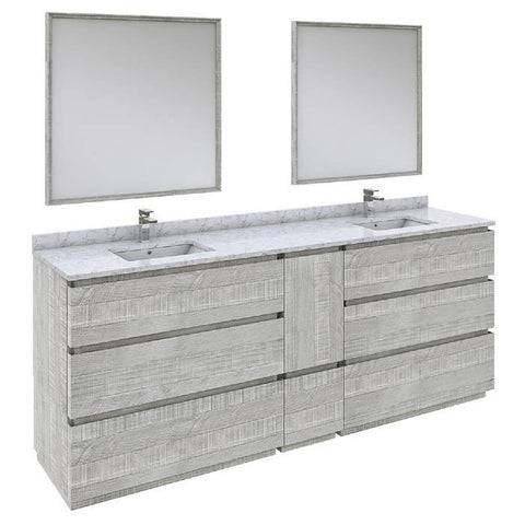 Image of Fresca Formosa Modern 84" Ash Double Sink Vanity Set | FVN31-361236ASH-FC FVN31-361236ASH-FS