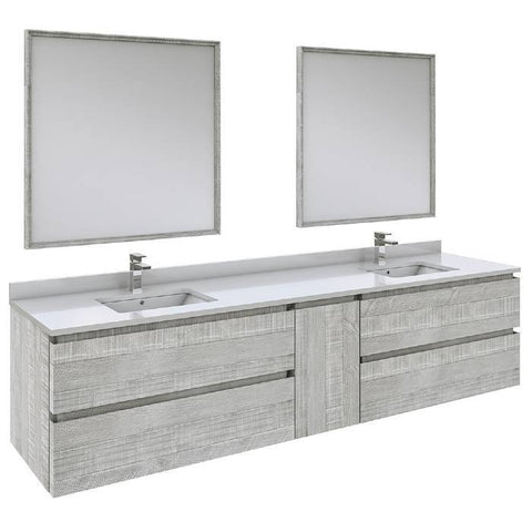 Image of Fresca Formosa Modern 84" Ash Wall Hung Double Sink Vanity Set | FVN31-361236ASH FVN31-361236ASH-FC