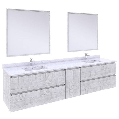 Image of Fresca Formosa Modern 84" Rustic White Wall Hung Double Sink Vanity Set | FVN31-361236RWH