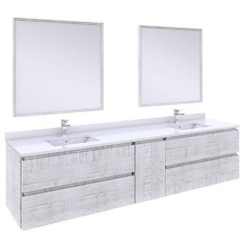 Image of Fresca Formosa Modern 84" Rustic White Wall Hung Double Sink Vanity Set | FVN31-361236RWH FVN31-361236RWH