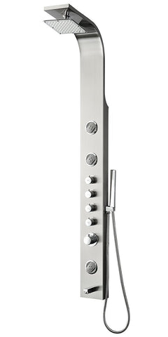 Image of Fresca Geona Stainless Steel (Brushed Silver) Thermostatic Shower Massage Panel FSP8009BS