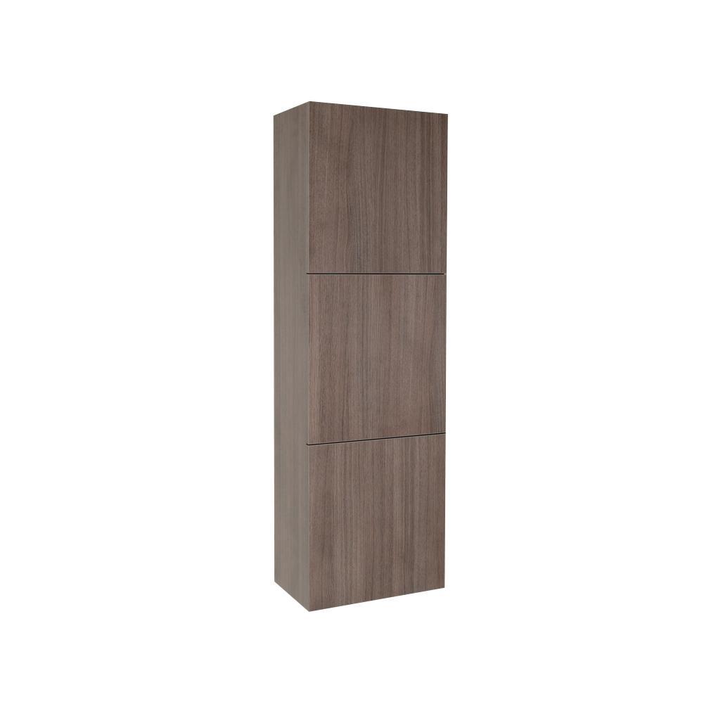 Fresca Gray Oak Bathroom Linen Side Cabinet w/ 3 Large Storage Areas FST8090GO