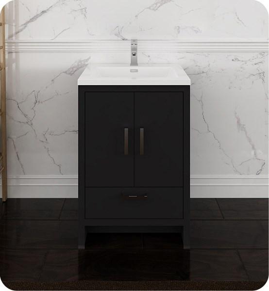 Fresca Imperia 24" Dark Gray Oak Free Standing Modern Bathroom Cabinet w/ Integrated Sink | FCB9424DGO-I