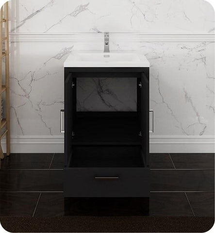 Image of Fresca Imperia 24" Dark Gray Oak Free Standing Modern Bathroom Cabinet w/ Integrated Sink | FCB9424DGO-I