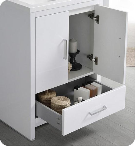Image of Fresca Imperia 24" Glossy White Free Standing Modern Bathroom Cabinet w/ Integrated Sink | FCB9424WH-I