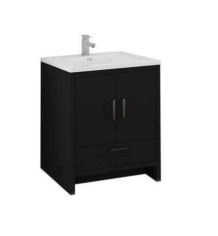 Fresca Imperia 30" Dark Gray Oak Free Standing Modern Bathroom Cabinet w/ Integrated Sink | FCB9430DGO-I