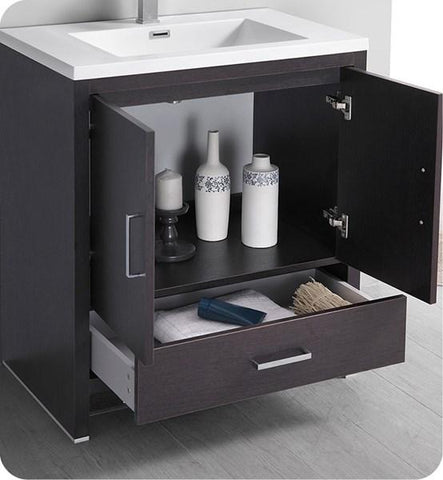 Image of Fresca Imperia 30" Dark Gray Oak Free Standing Modern Bathroom Cabinet w/ Integrated Sink | FCB9430DGO-I