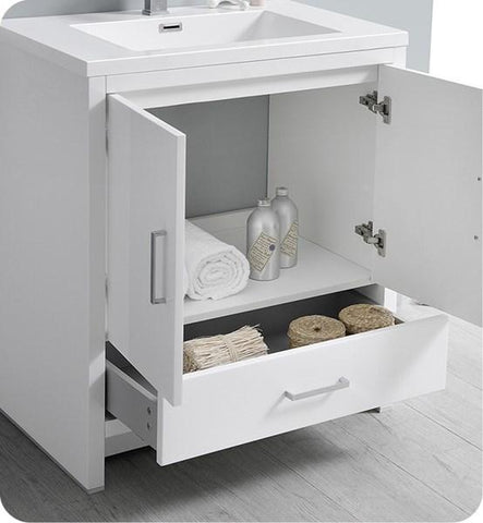 Image of Fresca Imperia 30" Glossy White Free Standing Modern Bathroom Cabinet w/ Integrated Sink | FCB9430WH-I