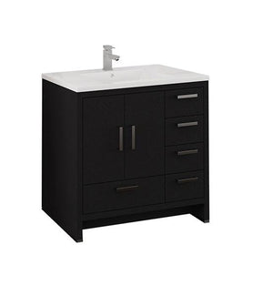 Fresca Imperia 36" Dark Gray Oak Free Standing Modern Bathroom Cabinet w/ Integrated Sink - Right Version | FCB9436DGO-R-I