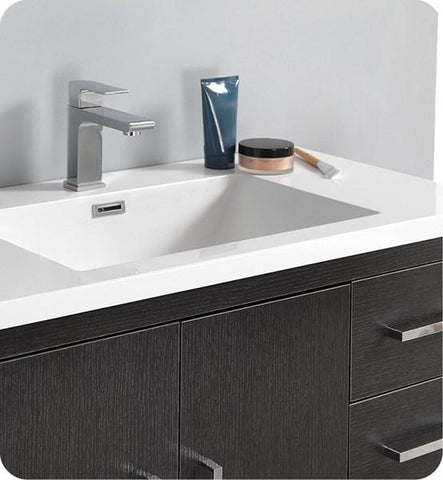 Image of Fresca Imperia 36" Dark Gray Oak Free Standing Modern Bathroom Cabinet w/ Integrated Sink - Right Version | FCB9436DGO-R-I