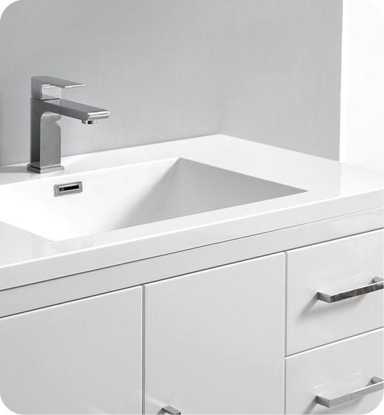 Fresca Imperia 36" Glossy White Free Standing Modern Bathroom Cabinet w/ Integrated Sink - Right Version | FCB9436WH-R-I