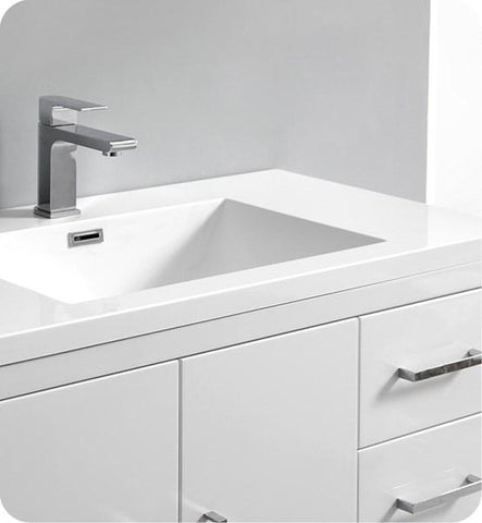 Image of Fresca Imperia 36" Glossy White Free Standing Modern Bathroom Cabinet w/ Integrated Sink - Right Version | FCB9436WH-R-I