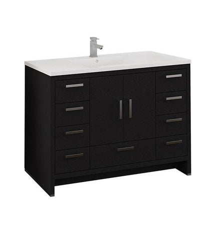Image of Fresca Imperia 48" Dark Gray Oak Free Standing Modern Bathroom Cabinet w/ Integrated Sink | FCB9448DGO-I