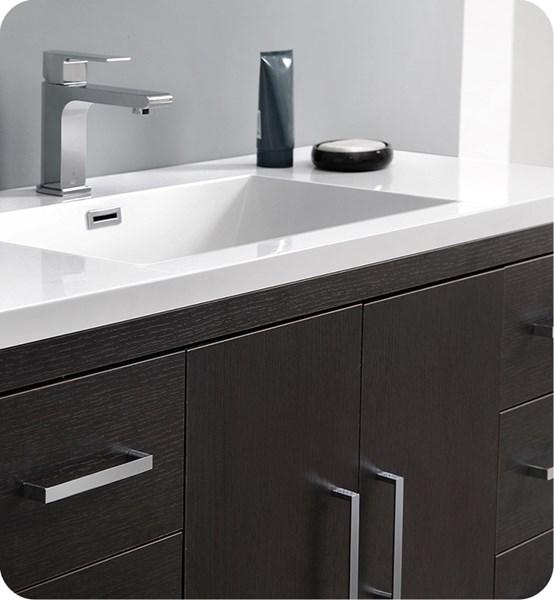 Fresca Imperia 48" Dark Gray Oak Free Standing Modern Bathroom Cabinet w/ Integrated Sink | FCB9448DGO-I