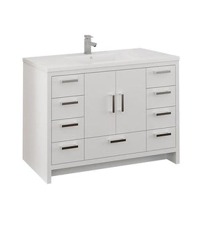 Fresca Imperia 48" Glossy White Free Standing Modern Bathroom Cabinet w/ Integrated Sink | FCB9448WH-I
