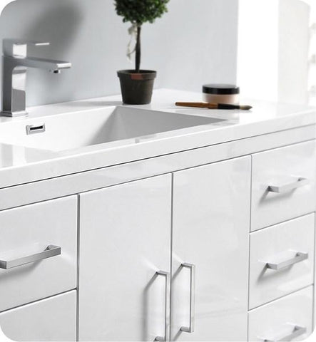 Image of Fresca Imperia 48" Glossy White Free Standing Modern Bathroom Cabinet w/ Integrated Sink | FCB9448WH-I