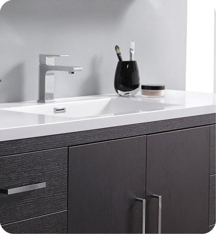 Image of Fresca Imperia 60" Dark Gray Oak Free Standing Modern Bathroom Cabinet w/ Integrated Single Sink | FCB9460DGO-S-I