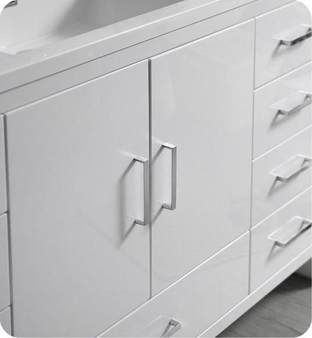 Image of Fresca Imperia 60" Glossy White Free Standing Modern Bathroom Cabinet w/ Integrated Single Sink | FCB9460WH-S-I