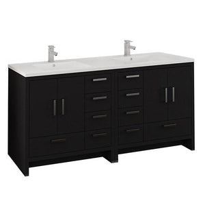 Fresca Imperia 72" Dark Gray Oak Free Standing Double Sink Modern Bathroom Cabinet w/ Integrated Sink | FCB9472DGO-I