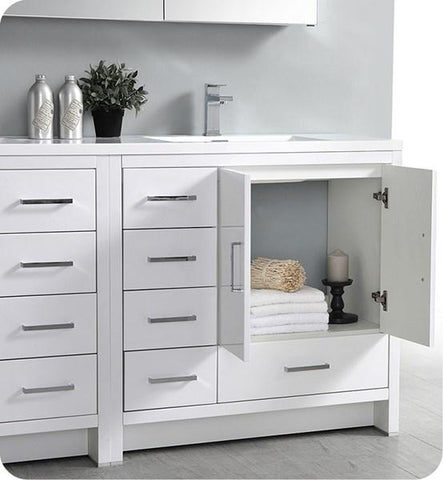 Image of Fresca Imperia 72" Glossy White Free Standing Double Sink Modern Bathroom Cabinet w/ Integrated Sink | FCB9472WH-I