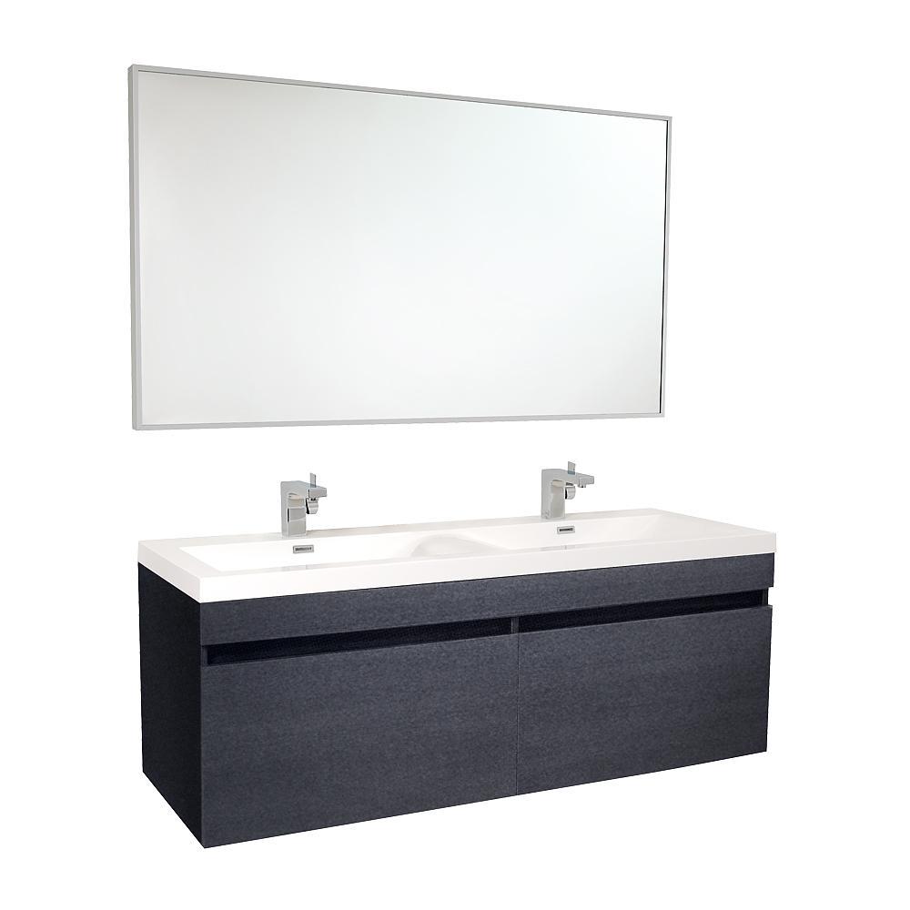 Fresca Largo 57" Modern Bathroom Vanity FVN8040BW-FFT1030BN