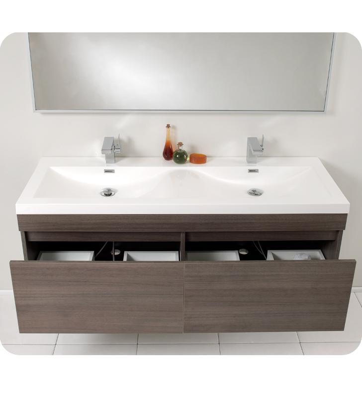 Fresca Largo 57" Modern Bathroom Vanity FVN8040BW-FFT1030BN