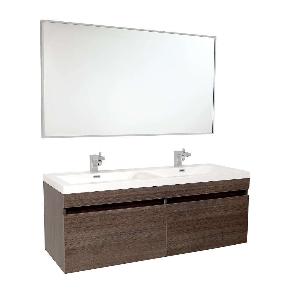 Fresca Largo 57" Modern Bathroom Vanity FVN8040GO-FFT1030BN