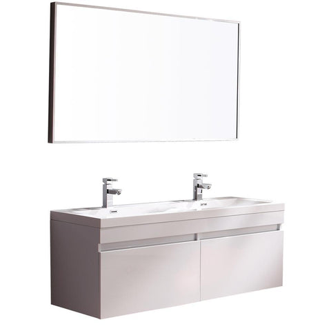 Image of Fresca Largo 57" Modern Bathroom Vanity FVN8040WH-FFT1030BN