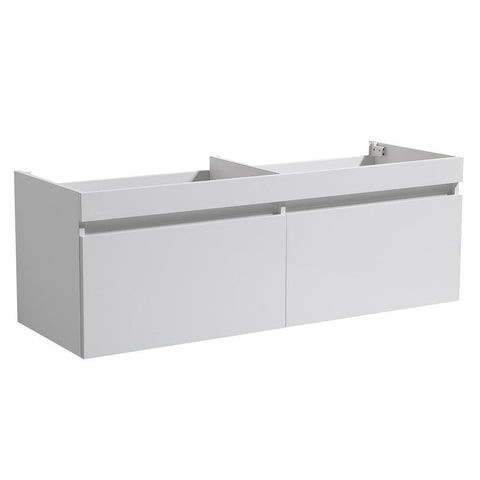 Image of Fresca Largo 57" White Modern Double Sink Bathroom Cabinet FCB8040WH