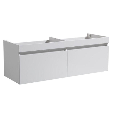 Image of Fresca Largo 57" White Modern Double Sink Bathroom Cabinet FCB8040WH