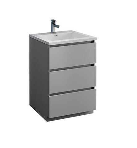 Image of Fresca Lazzaro 24" Gray Free Standing Modern Bathroom Cabinet w/ Integrated Sink | FCB9324GR-I