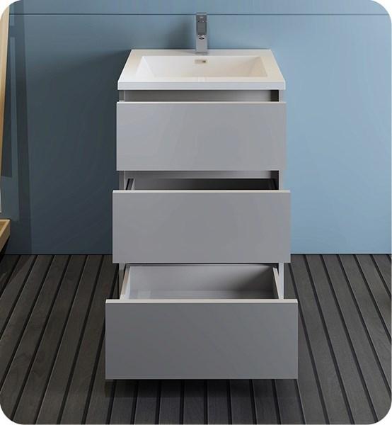 Fresca Lazzaro 24" Gray Free Standing Modern Bathroom Cabinet w/ Integrated Sink | FCB9324GR-I