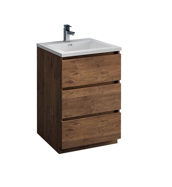 Fresca Lazzaro 24" Rosewood Free Standing Modern Bathroom Cabinet w/ Integrated Sink | FCB9324RW-I