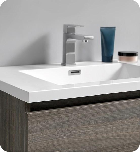 Fresca Lazzaro 30" Gray Wood Free Standing Modern Bathroom Cabinet w/ Integrated Sink | FCB9330MGO-I