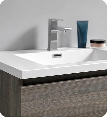 Image of Fresca Lazzaro 30" Gray Wood Free Standing Modern Bathroom Cabinet w/ Integrated Sink | FCB9330MGO-I