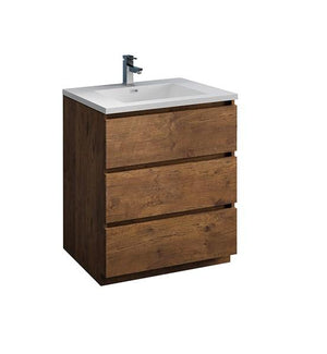 Fresca Lazzaro 30" Rosewood Free Standing Modern Bathroom Cabinet w/ Integrated Sink | FCB9330RW-I
