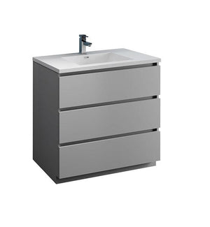 Fresca Lazzaro 36" Gray Free Standing Modern Bathroom Cabinet w/ Integrated Sink | FCB9336GR-I