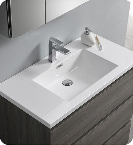 Image of Fresca Lazzaro 36" Gray Wood Free Standing Modern Bathroom Cabinet w/ Integrated Sink | FCB9336MGO-I
