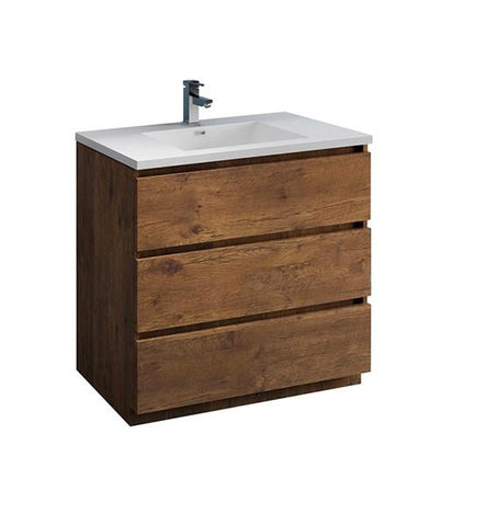 Image of Fresca Lazzaro 36" Rosewood Free Standing Modern Bathroom Cabinet w/ Integrated Sink | FCB9336RW-I