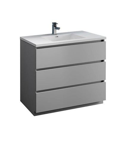 Fresca Lazzaro 42" Gray Free Standing Modern Bathroom Cabinet w/ Integrated Sink | FCB9342GR-I
