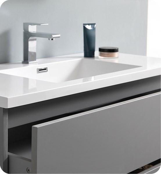 Fresca Lazzaro 42" Gray Free Standing Modern Bathroom Cabinet w/ Integrated Sink | FCB9342GR-I