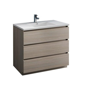 Fresca Lazzaro 42" Gray Wood Free Standing Modern Bathroom Cabinet w/ Integrated Sink | FCB9342MGO-I