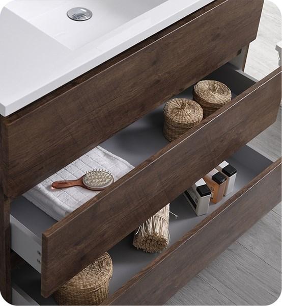 Fresca Lazzaro 42" Rosewood Free Standing Modern Bathroom Cabinet w/ Integrated Sink | FCB9342RW-I